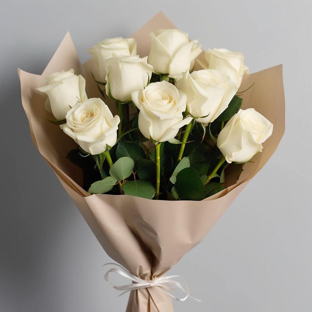 Букет 9 Белых роз Эдлесс Лав в Большой Исток