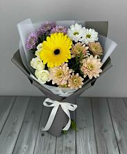 Букет цветов из:  Розы, Герберы и Хризантемы в Большой Исток