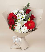 Букет цветов из:  Розы, Хризантемы, Герберы и Лилии в Большой Исток