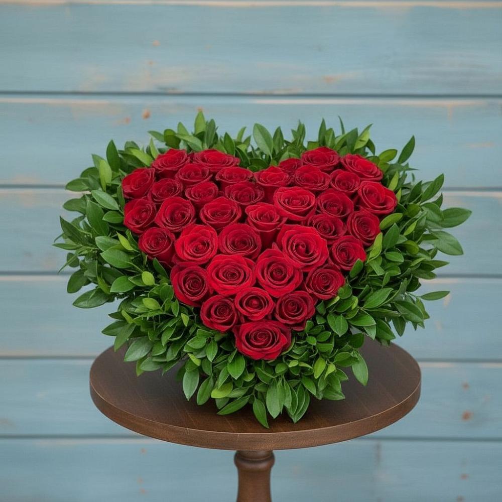 Цветочная композиция из Розы в виде сердца в Большой Исток