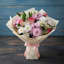 Букет цветов из:  Хризантемы, Альстромерии и Розы #REPLACE_PRED# Большой Исток