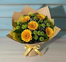Букет цветов из:  Герберы и Хризантемы в Большой Исток