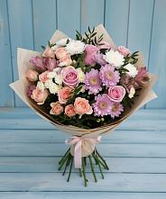 Букет цветов из:  Хризантемы, Розы и Альстромерии #REPLACE_PRED# Большой Исток