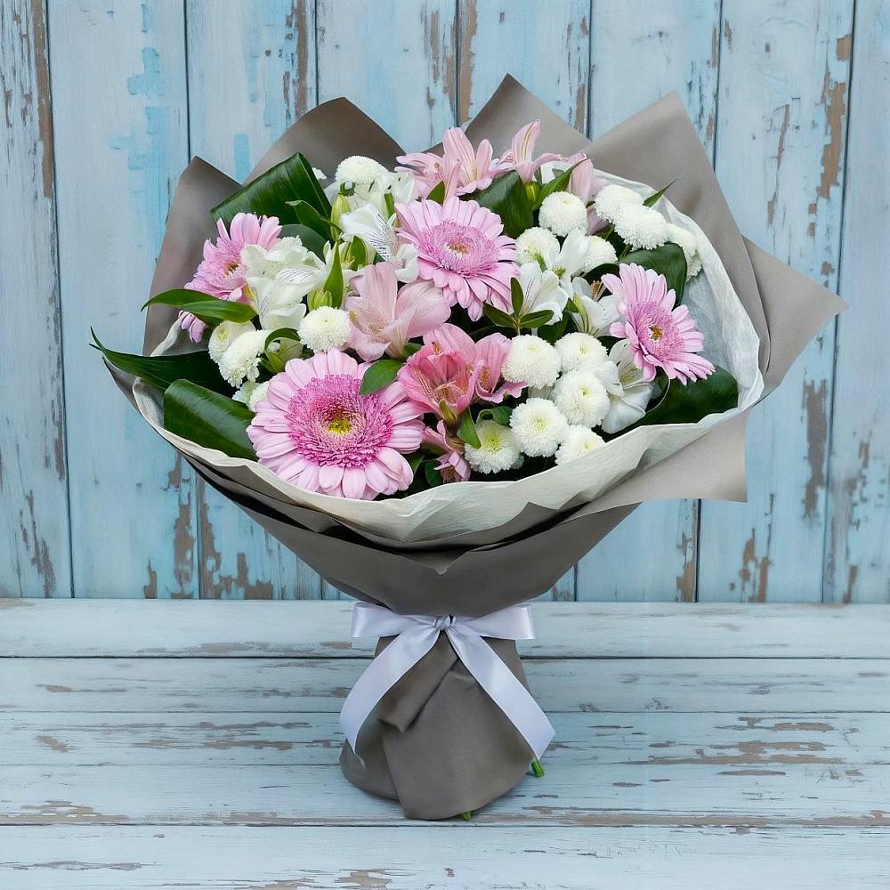 Букет цветов из: Герберы, Альстромерии и Хризантемы в Большой Исток