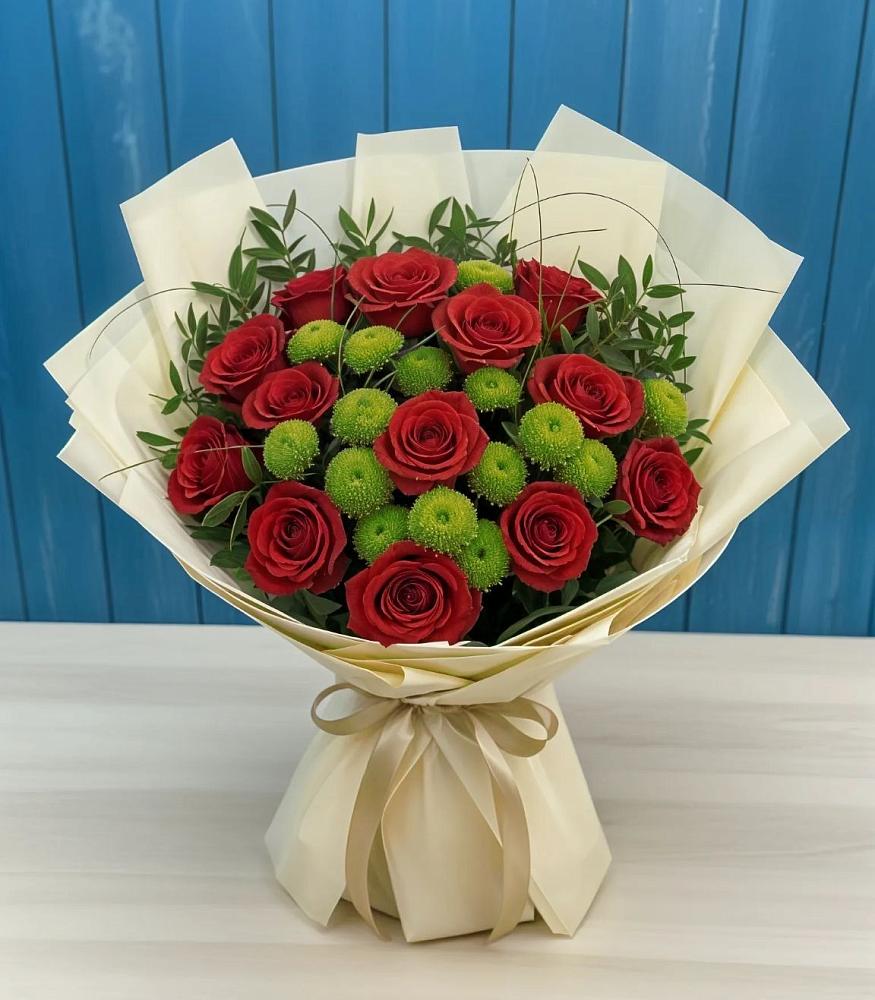 Букет цветов из: Розы и Хризантемы в Большой Исток