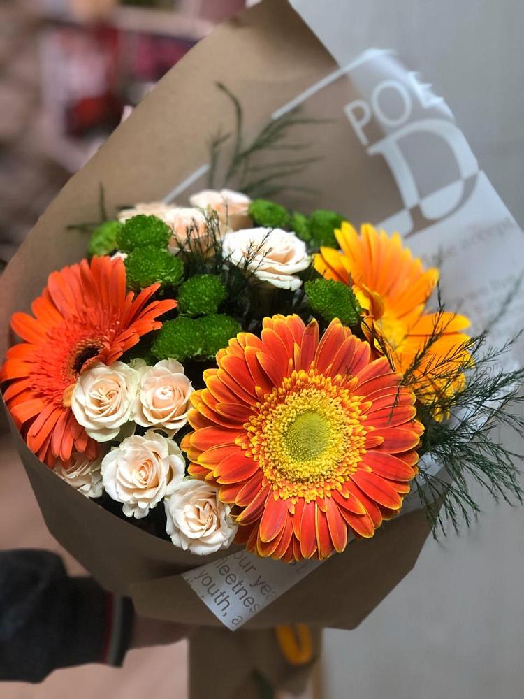Букет цветов из: Герберы, Хризантемы и Розы в Большой Исток