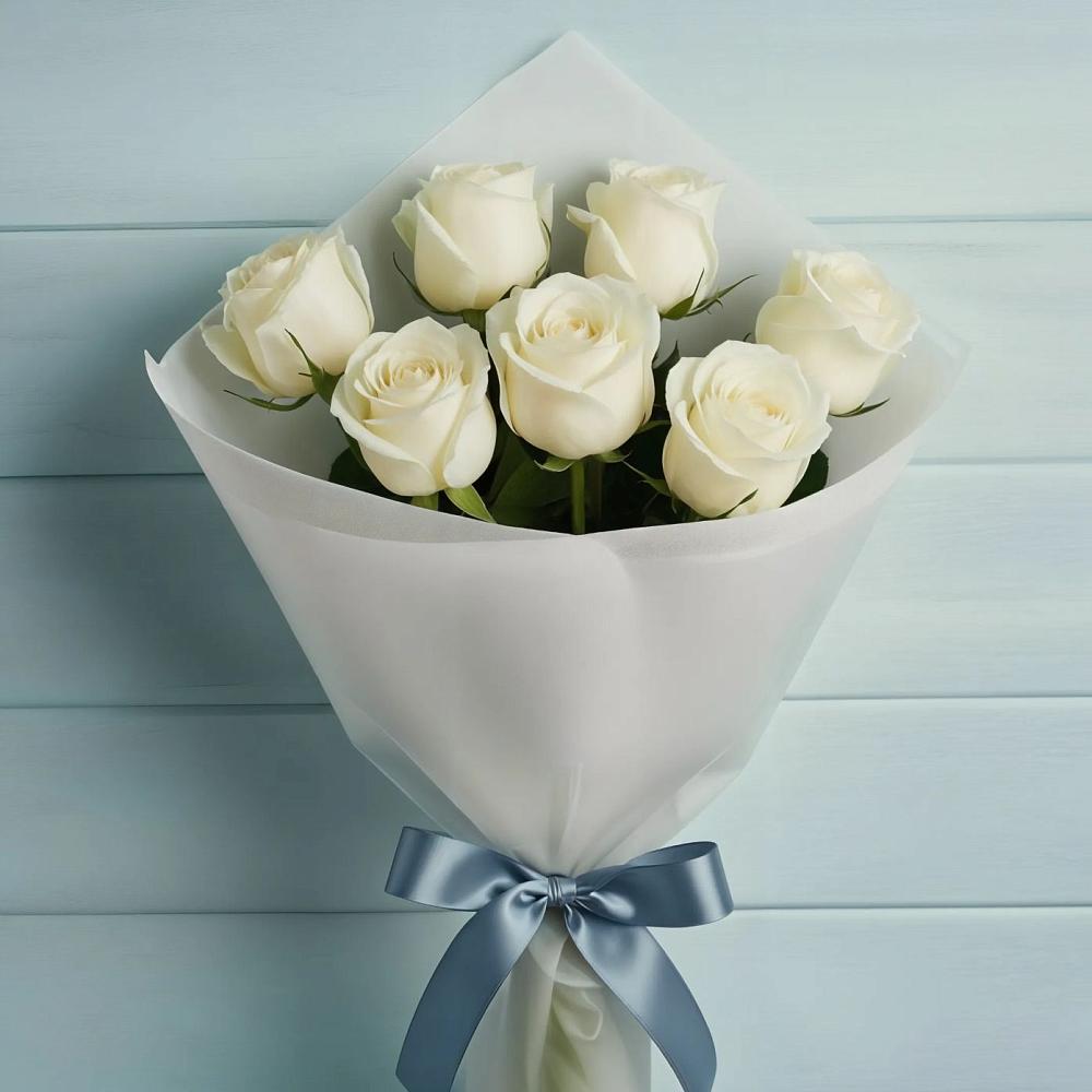 Букет 7 Белых роз Эдлесс Лав в Большой Исток