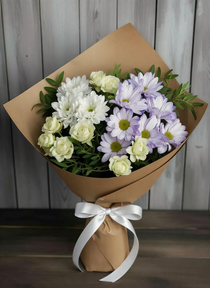 Букет цветов из: Хризантемы и Розы в Большой Исток